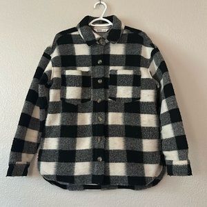 Sonoma Checked Flannel Jacket Black White Small